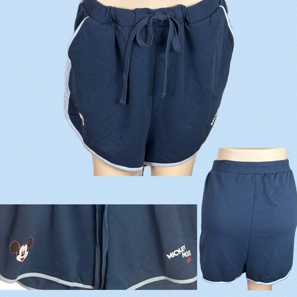 Disney +4 Blue Mickey Mouse Clubhouse Graphic Drawstring Waist Pockets Shorts